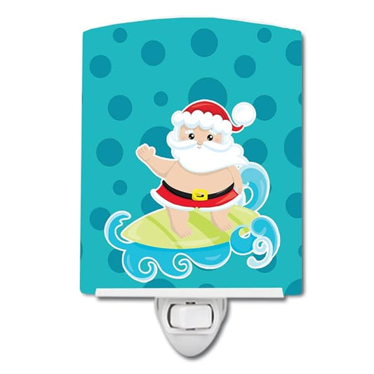 Caroline's Treasures BB9067CNL Beach Santa Claus Surfer #2 Ceramic Night Light Compact, UL-Certified, Ideal for Bedroom, Bathroom, Nursery, Hallway, Kitchen, 6x4x3, Multicolor