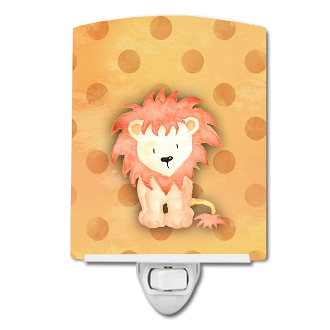 Caroline's Treasures BB7374CNL Polkadot Lion Watercolor Ceramic Night Light Compact, UL-Certified, Ideal for Bedroom, Bathroom, Nursery, Hallway, Kitchen, 6x4x3, Multicolor