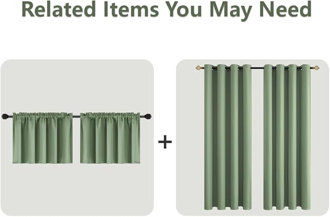 Mrs.Naturall 108 Inch Curtains,Grommet Room Darkening Drapes Blackout Curtains 108 Inches Long for Living Room 2 Panels Set,Sage Green
