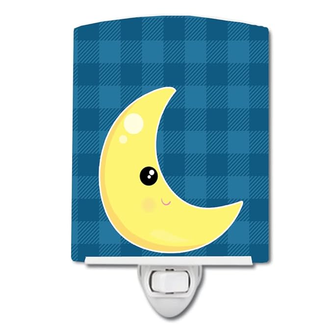 Caroline's Treasures BB7156CNL Weather Moon Face Ceramic Night Light Compact, UL-Certified, Ideal for Bedroom, Bathroom, Nursery, Hallway, Kitchen, 6x4x3, Multicolor