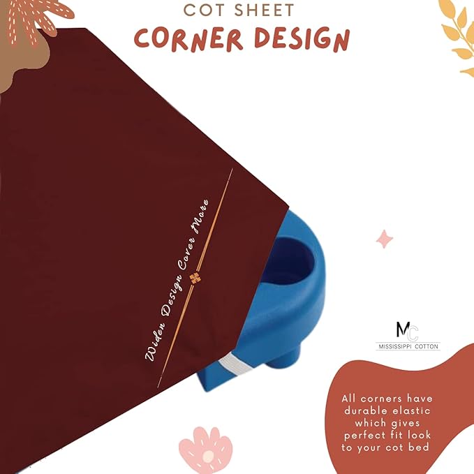Pack of 24 Cot Sheet for Daycare Preschool Cot Bed -Polyblend Fabric with Corner Elastic Cots Sheets Fits On 22" X 40" Inches Size Toddler and Preschool Daycare Cot Burgundy 22 X 40 Size