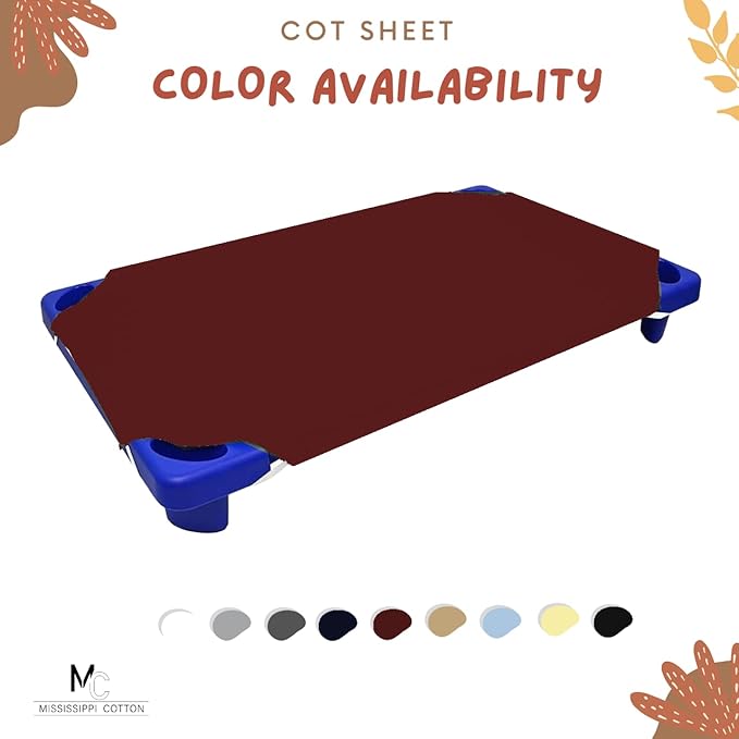 Pack of 24 Cot Sheet for Daycare Preschool Cot Bed -Polyblend Fabric with Corner Elastic Cots Sheets Fits On 22" X 40" Inches Size Toddler and Preschool Daycare Cot Burgundy 22 X 40 Size
