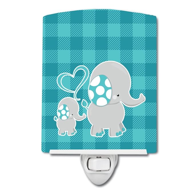 Caroline's Treasures BB6834CNL Mommy and Baby Elephant Ceramic Night Light Compact, UL-Certified, Ideal for Bedroom, Bathroom, Nursery, Hallway, Kitchen, 6x4x3, Multicolor