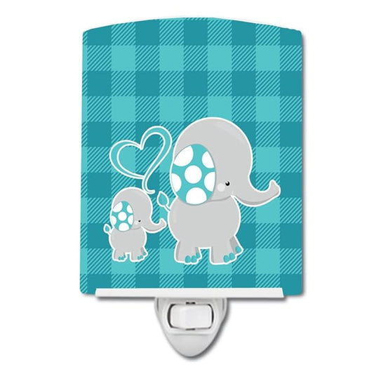 Caroline's Treasures BB6834CNL Mommy and Baby Elephant Ceramic Night Light Compact, UL-Certified, Ideal for Bedroom, Bathroom, Nursery, Hallway, Kitchen, 6x4x3, Multicolor