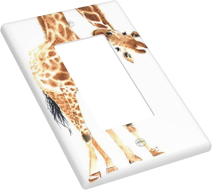 Wild Animal Watercolor Giraffe Light Switch Cover Decorative Single Rocker Plastic Wall Plate Outlet Cover for Women Girls Bedroom Kitchen Living Room Decor 4.5 * 2.76
