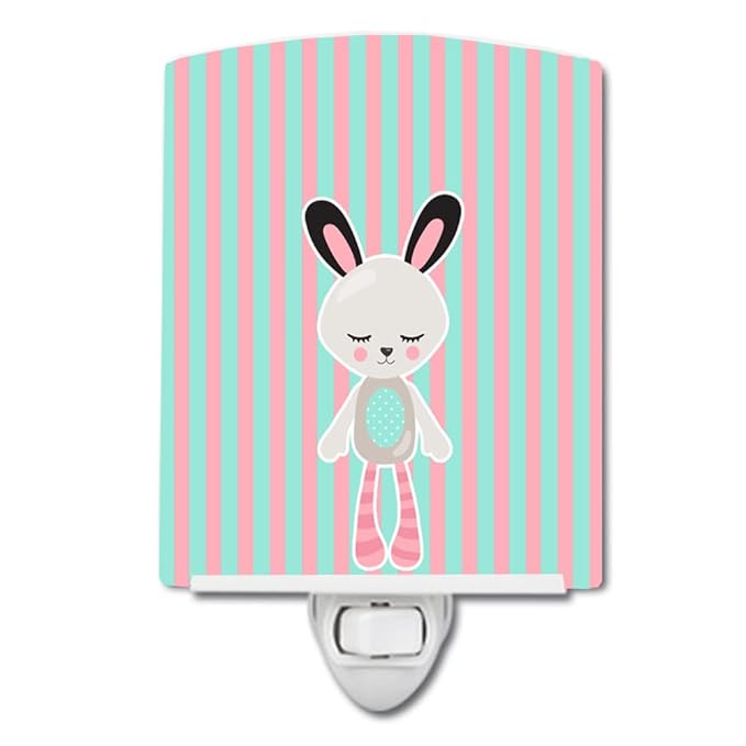Caroline's Treasures BB8726CNL Bunny Rabbit Ceramic Night Light Compact, UL-Certified, Ideal for Bedroom, Bathroom, Nursery, Hallway, Kitchen, 6x4x3, Multicolor