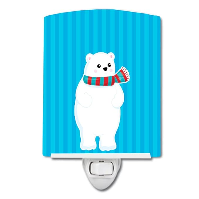 Caroline's Treasures BB8984CNL Polar Bear #2 Ceramic Night Light Compact, UL-Certified, Ideal for Bedroom, Bathroom, Nursery, Hallway, Kitchen, 6x4x3, Multicolor