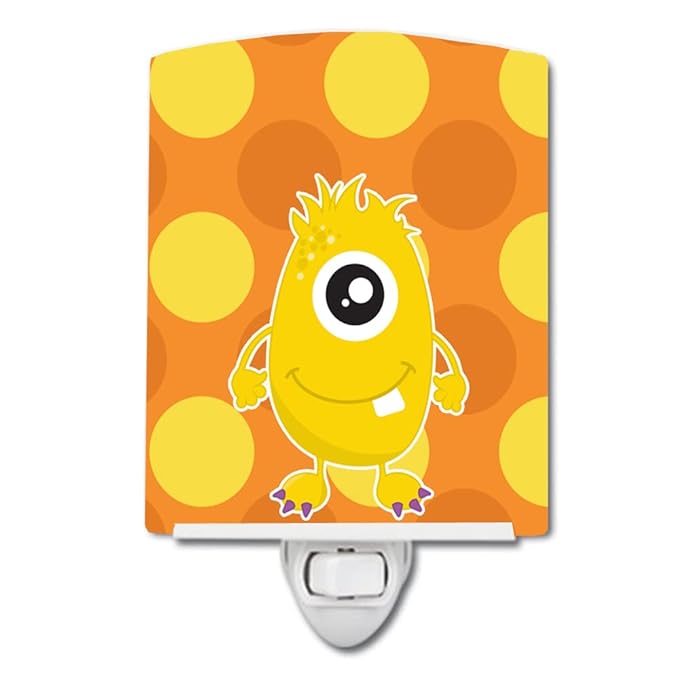 Caroline's Treasures BB8849CNL Monster Gold Ceramic Night Light Compact, UL-Certified, Ideal for Bedroom, Bathroom, Nursery, Hallway, Kitchen, 6x4x3, Multicolor