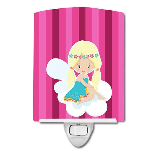 Caroline's Treasures BB6808CNL Blonde Fairy Ceramic Night Light Compact, UL-Certified, Ideal for Bedroom, Bathroom, Nursery, Hallway, Kitchen, 6x4x3, Multicolor