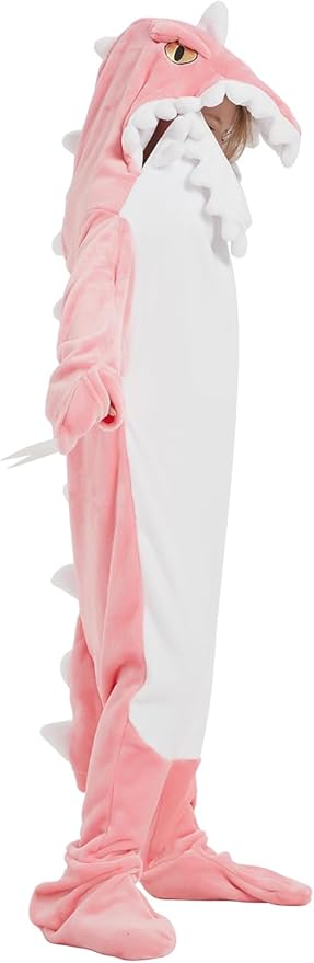 NAFLEAP Wearable Blanket Hoodie kids Shark Dinosaur Onesie Costume Sleep Bag Gifts for Girls