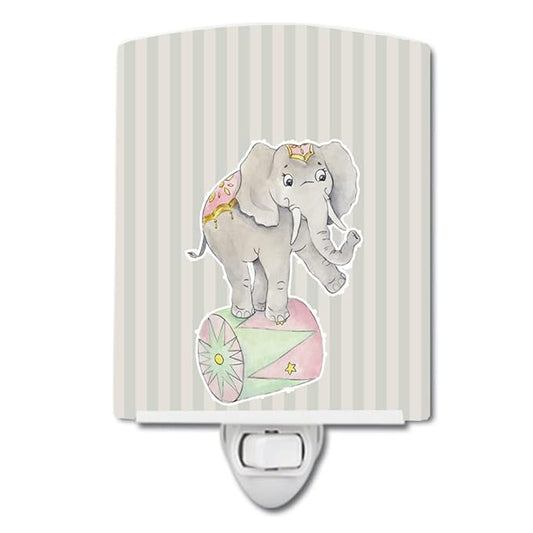 Caroline's Treasures BB6859CNL Circus Elephant Ceramic Night Light Compact, UL-Certified, Ideal for Bedroom, Bathroom, Nursery, Hallway, Kitchen, 6x4x3, Multicolor