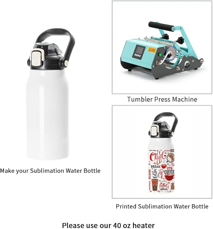 PYD Life Sublimation Water Bottles Vacuum Flasks 44 OZ White with Portable Sippy Up Lid and Straw Large Stainless Steel Travel Tumblers Cups Mugs for Tumbler Heat Press 2 Pack