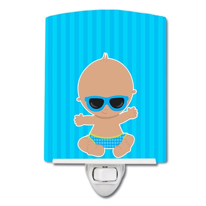 Caroline's Treasures BB8652CNL Beach Baby Boy Sunglasses Ceramic Night Light Compact, UL-Certified, Ideal for Bedroom, Bathroom, Nursery, Hallway, Kitchen, 6x4x3, Multicolor