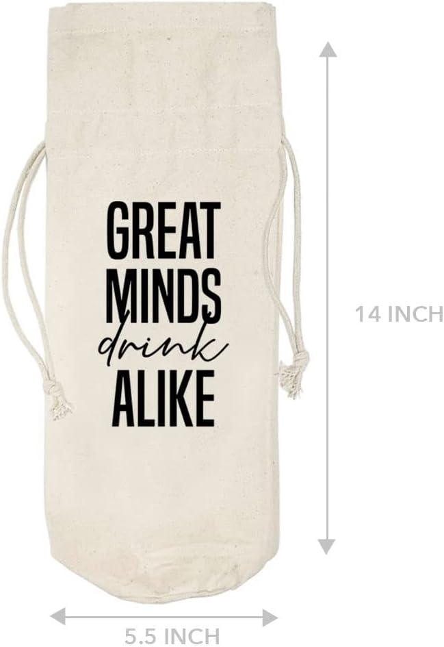 Andaz Press Mothers Day Wine Bag, Great Minds Drink Alike, Mothers Day Wine Bottle Cover, Mother's Day Gifts, Canvas Wine Gift Bag Champagne Bottle Bag Wine Bags For Wine Bottles Gifts 1-Pack