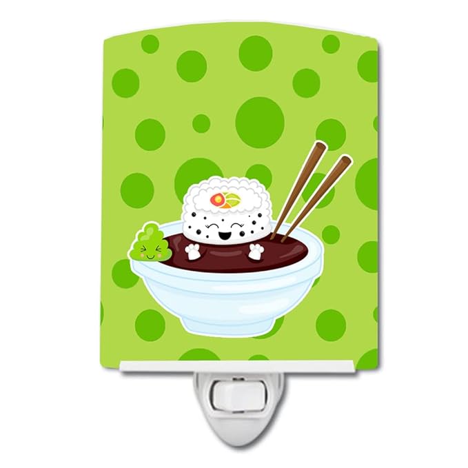 Caroline's Treasures BB8807CNL Sushi Bowl Ceramic Night Light Compact, UL-Certified, Ideal for Bedroom, Bathroom, Nursery, Hallway, Kitchen, 6x4x3, Multicolor