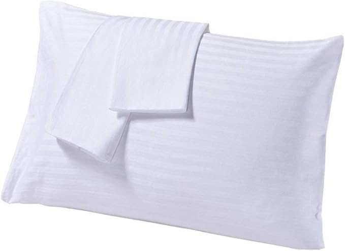 800 Thread Count 100% Egyptian Cotton Toddler Pillowcases Set of 2, Super Soft and Breathable Zipper Closer Travel Pillow Cases, 13x18 Inches, White Stripe