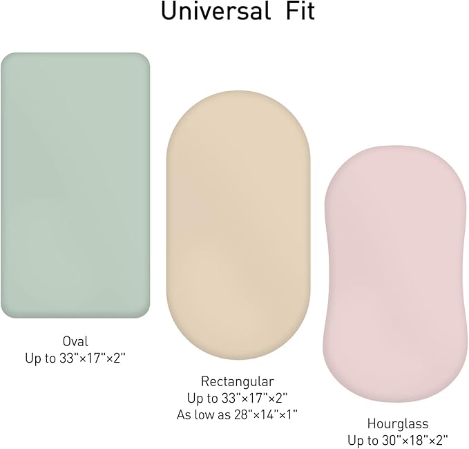 Muslin Bassinet Sheets 2 Pack for Baby Boy and Girl, Breathable Elastic Cozy Fitted Cotton Bassinet Mattress Sheet, Universal Fit for Hourglass Oval and Rectangle Bassinet Mattress (Natural Leaves)