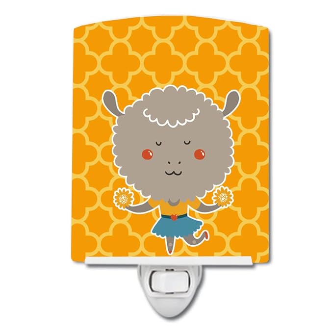 Caroline's Treasures BB6730CNL Cheerleader Lamb Sheep Ceramic Night Light Compact, UL-Certified, Ideal for Bedroom, Bathroom, Nursery, Hallway, Kitchen, 6x4x3, Multicolor