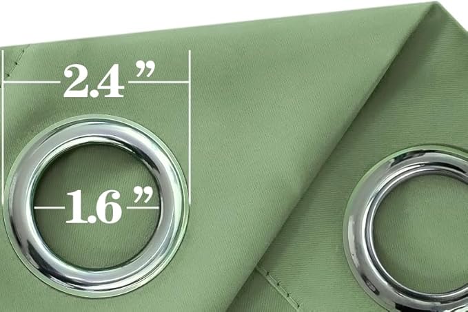 Mrs.Naturall Sage Green Blackout Curtains 90 Inches Long for Living Room 2 Panels Set,Grommet Light Blocking Thermal Insulated Room Darkening Boho Curtain Drapes for Bedroom,Light Green