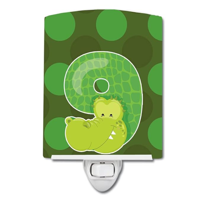 Caroline's Treasures BB9016CNL Zoo Month 9 Aligator Ceramic Night Light Compact, UL-Certified, Ideal for Bedroom, Bathroom, Nursery, Hallway, Kitchen, 6x4x3, Multicolor