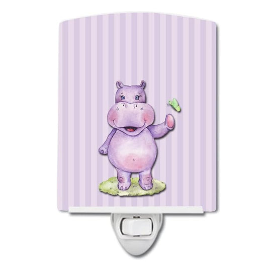 Caroline's Treasures BB7147CNL Hippopotamus Ceramic Night Light Compact, UL-Certified, Ideal for Bedroom, Bathroom, Nursery, Hallway, Kitchen, 6x4x3, Multicolor