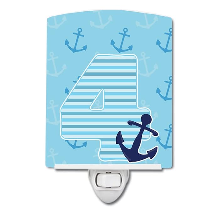 Caroline's Treasures BB8875CNL Nautical Month 4 Ceramic Night Light Compact, UL-Certified, Ideal for Bedroom, Bathroom, Nursery, Hallway, Kitchen, 6x4x3, Multicolor