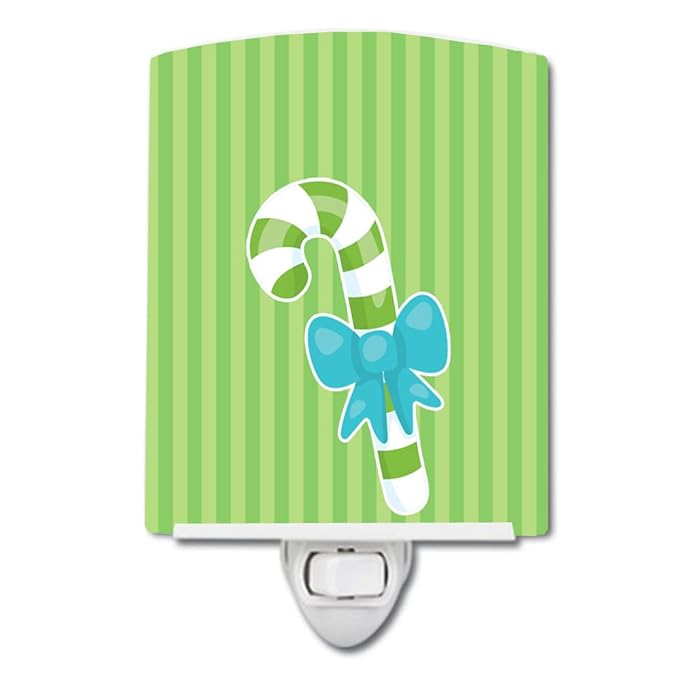 Caroline's Treasures BB8950CNL Christmas Candy Cane #2 Ceramic Night Light Compact, UL-Certified, Ideal for Bedroom, Bathroom, Nursery, Hallway, Kitchen, 6x4x3, Multicolor