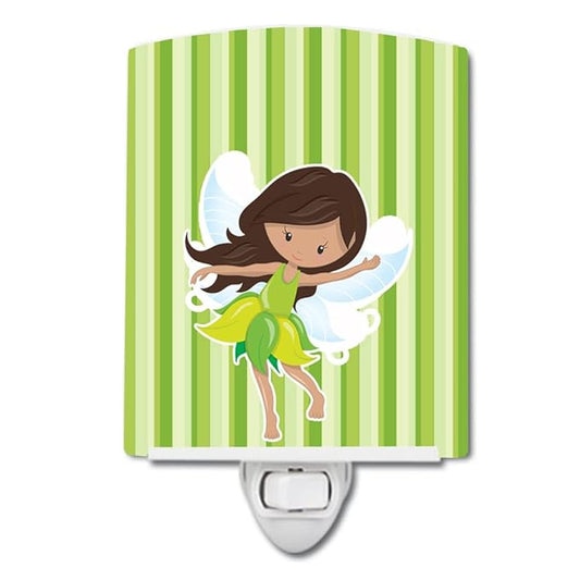 Caroline's Treasures BB6909CNL Fairy Green Stripes Ceramic Night Light Compact, UL-Certified, Ideal for Bedroom, Bathroom, Nursery, Hallway, Kitchen, 6x4x3, Multicolor