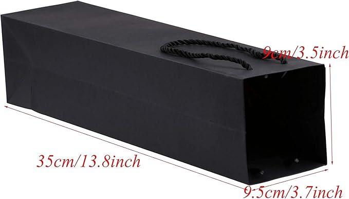 Sdootjewelry Black Wine Bags for Wine Bottles 20 Packs, 3.7 x 3.5 x 13.8 Wine Gift Bags Bulk Kraft Paper Wine Gift Bags with Handles