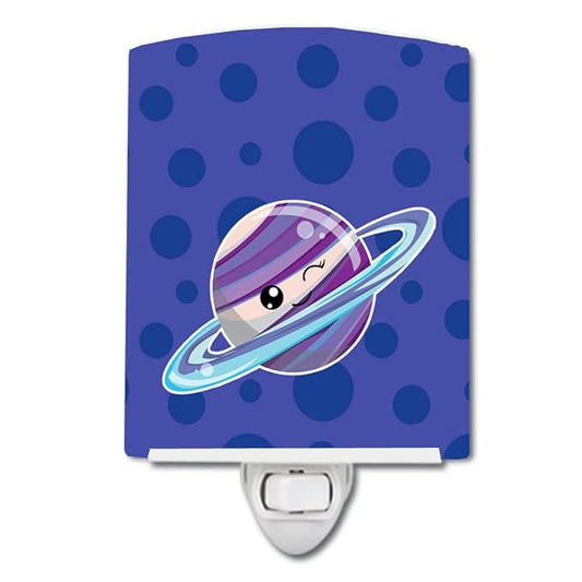 Caroline's Treasures BB9041CNL Planets Saturn Ceramic Night Light Compact, UL-Certified, Ideal for Bedroom, Bathroom, Nursery, Hallway, Kitchen, 6x4x3, Multicolor