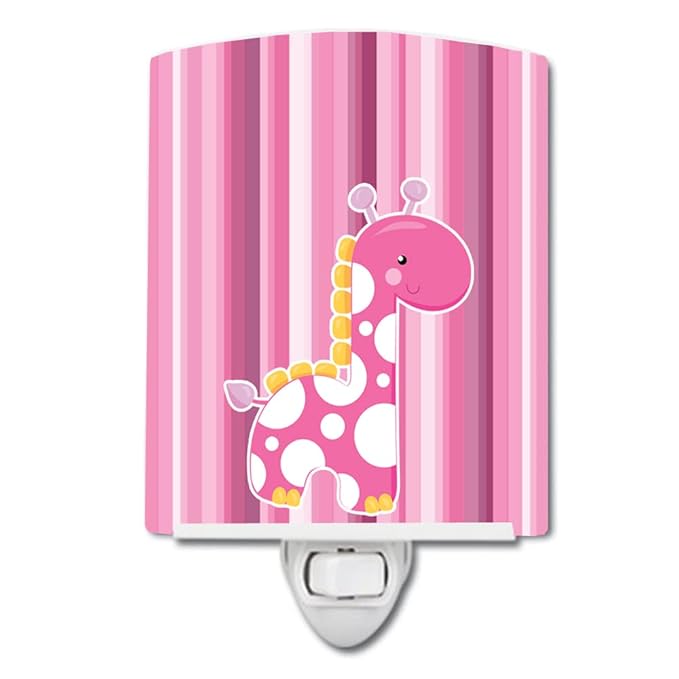 Caroline's Treasures BB6827CNL Girl Giraffe Ceramic Night Light Compact, UL-Certified, Ideal for Bedroom, Bathroom, Nursery, Hallway, Kitchen, 6x4x3, Multicolor