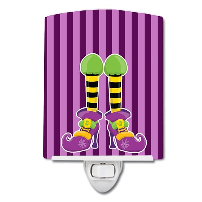 Caroline's Treasures BB9103CNL Halloween Witches Legs Ceramic Night Light Compact, UL-Certified, Ideal for Bedroom, Bathroom, Nursery, Hallway, Kitchen, 6x4x3, Multicolor
