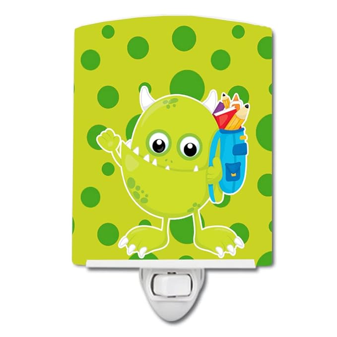 Caroline's Treasures BB8863CNL Monster Green Ceramic Night Light Compact, UL-Certified, Ideal for Bedroom, Bathroom, Nursery, Hallway, Kitchen, 6x4x3, Multicolor