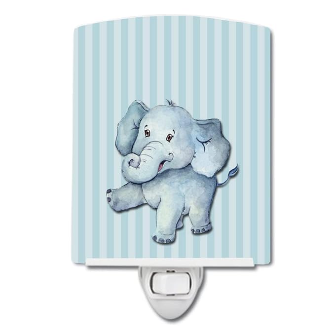 Caroline's Treasures BB7145CNL Elephant Ceramic Night Light Compact, UL-Certified, Ideal for Bedroom, Bathroom, Nursery, Hallway, Kitchen, 6x4x3, Multicolor