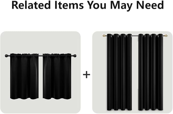Mrs.Naturall Black Out Curtains 72 Inches Long,Grommet Blackout Drapes 72 Inch Length 2 Panels Set for Bedroom