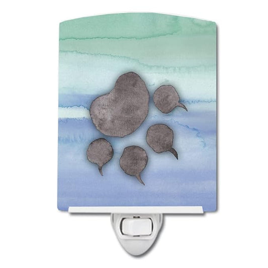 Caroline's Treasures BB7356CNL Cat Paw Watercolor Ceramic Night Light Compact, UL-Certified, Ideal for Bedroom, Bathroom, Nursery, Hallway, Kitchen, 6x4x3, Multicolor