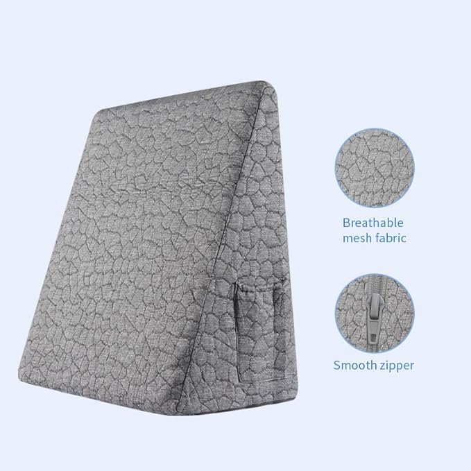 Triangle Wedge Pillow for Sleeping Bed Wedge Pillow for After Surgery Elevated Pillow Wedge for Acid Reflux Gerd Snoring Back Pain, 2 Exclusive Pockets | Cooling Gel Memory Foam Top