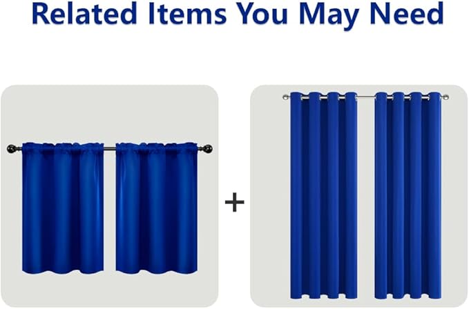 Mrs.Naturall Royal Blue Curtains for Toddler Boys Bedroom Blackout Gamer Curtains for Boys Room 2 Panel Sets,63 Inch Length