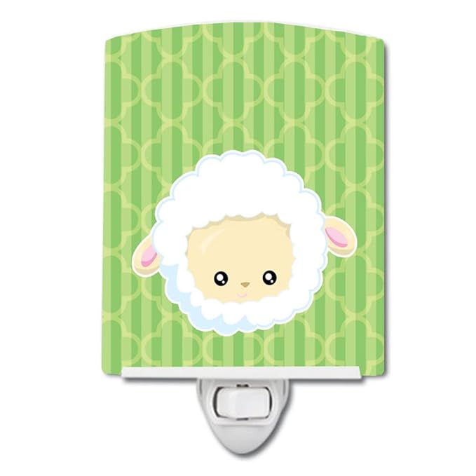 Caroline's Treasures BB6928CNL Sheep Lamb Face Ceramic Night Light Compact, UL-Certified, Ideal for Bedroom, Bathroom, Nursery, Hallway, Kitchen, 6x4x3, Multicolor