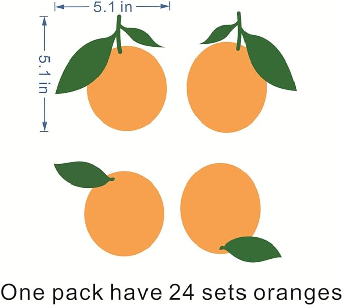 24 Set of Orange Lemon Fruit Wall Decal-Removable Self-Adhesive Vinyl Wall Sticker-Peel and Stick Kids Room Wall Decor TM-138
