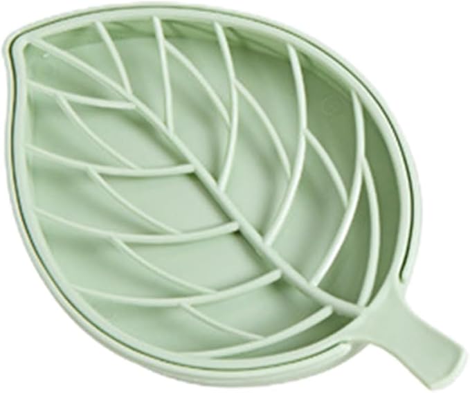 Creative Leaf Shape Soap Box, Double Layer Plastic Soap Holder, Soap Case Soap Dish，Green