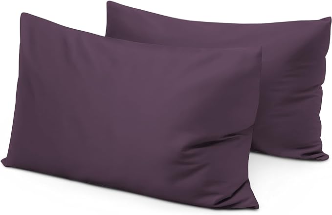 800 Thread Count 100% Egyptian Cotton Toddler Pillowcases Set of 2, Super Soft and Breathable Zipper Closer Travel Pillow Cases, 14x20 Inches, Plum Solid