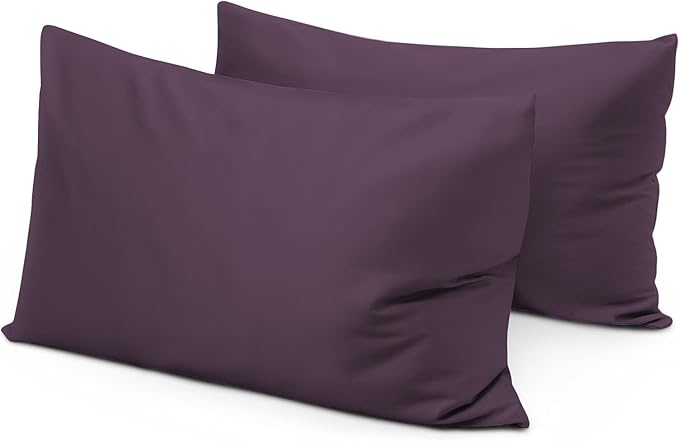 800 Thread Count 100% Egyptian Cotton Toddler Pillowcases Set of 2, Super Soft and Breathable Zipper Closer Travel Pillow Cases, 13x18 Inches, Plum Solid