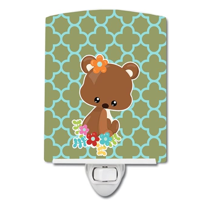 Caroline's Treasures BB6797CNL Baby Brown Bear Ceramic Night Light Compact, UL-Certified, Ideal for Bedroom, Bathroom, Nursery, Hallway, Kitchen, 6x4x3, Multicolor