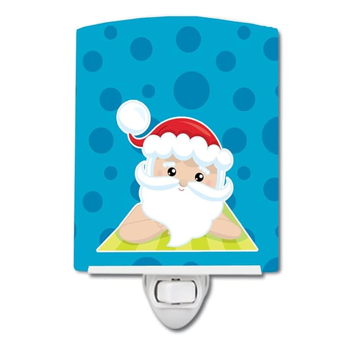 Caroline's Treasures BB9075CNL Beach Santa Claus #8 Ceramic Night Light Compact, UL-Certified, Ideal for Bedroom, Bathroom, Nursery, Hallway, Kitchen, 6x4x3, Multicolor