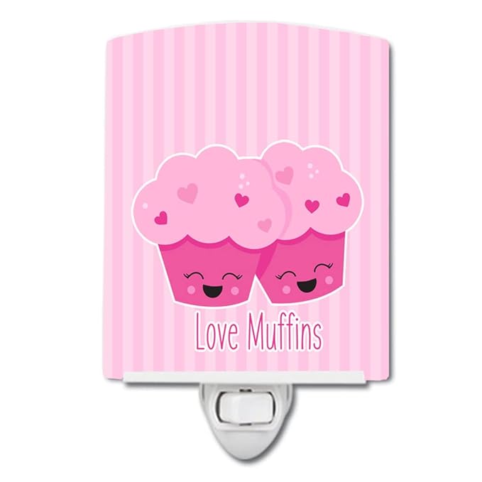 Caroline's Treasures BB9127CNL Love Muffins Ceramic Night Light Compact, UL-Certified, Ideal for Bedroom, Bathroom, Nursery, Hallway, Kitchen, 6x4x3, Multicolor