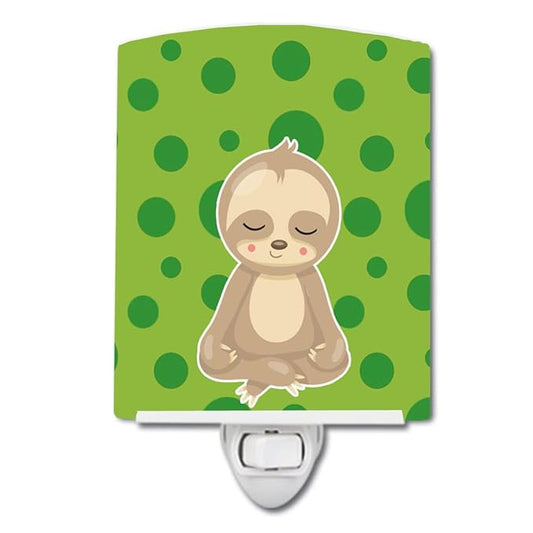 Caroline's Treasures BB9034CNL Sloth Yoga Ceramic Night Light Compact, UL-Certified, Ideal for Bedroom, Bathroom, Nursery, Hallway, Kitchen, 6x4x3, Multicolor
