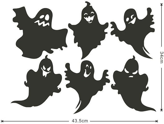 Ghost Wall Stickers Halloween Wall Decor Black Ghost Wall Decals Self Adhesive Design Halloween Ghostly Window Clings for Bedroom Living Room Home School Wall Decoration Halloween Party Supplies