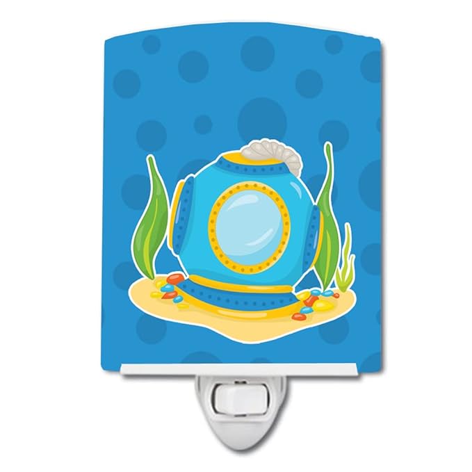 Caroline's Treasures BB8957CNL Diving Helmet Ceramic Night Light Compact, UL-Certified, Ideal for Bedroom, Bathroom, Nursery, Hallway, Kitchen, 6x4x3, Multicolor