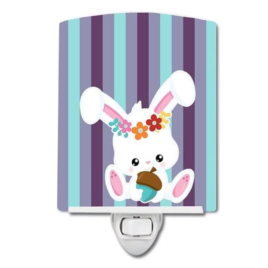 Caroline's Treasures BB6790CNL Bunny Rabbit Ceramic Night Light Compact, UL-Certified, Ideal for Bedroom, Bathroom, Nursery, Hallway, Kitchen, 6x4x3, Multicolor